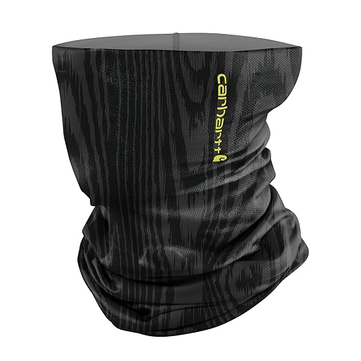 Carhartt Force UPF Lightweight Neck Gaiter, Woodgrain Print-Black/Shadow, One Size