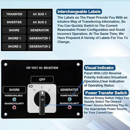 Sekelo AC Rotary Switch Panel 2 Position 120V 30A- Efficient Power Management for Boats and RVs