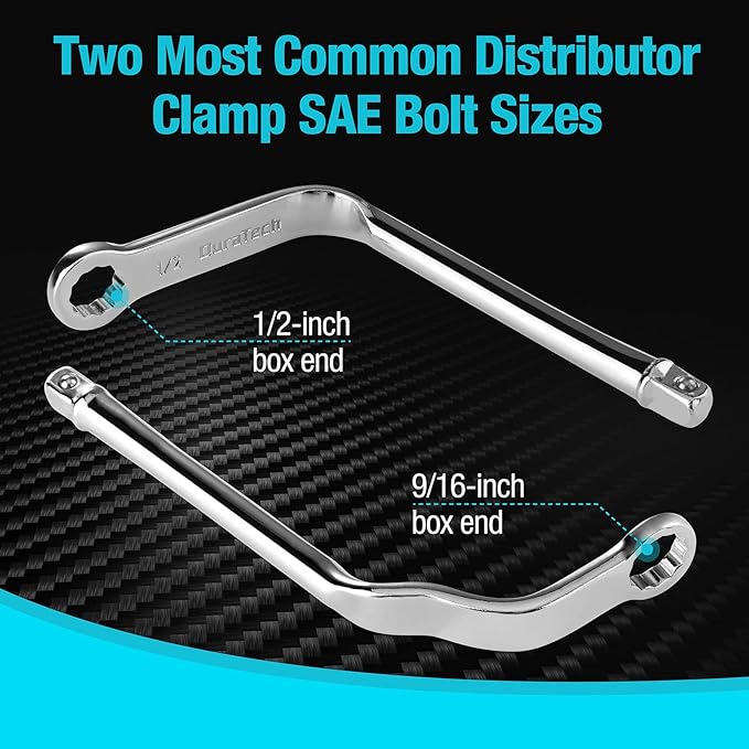 DURATECH Pro Distributor Clamp Wrench Set, SAE, 2-Piece, 1/2" & 9/16", 12 Point