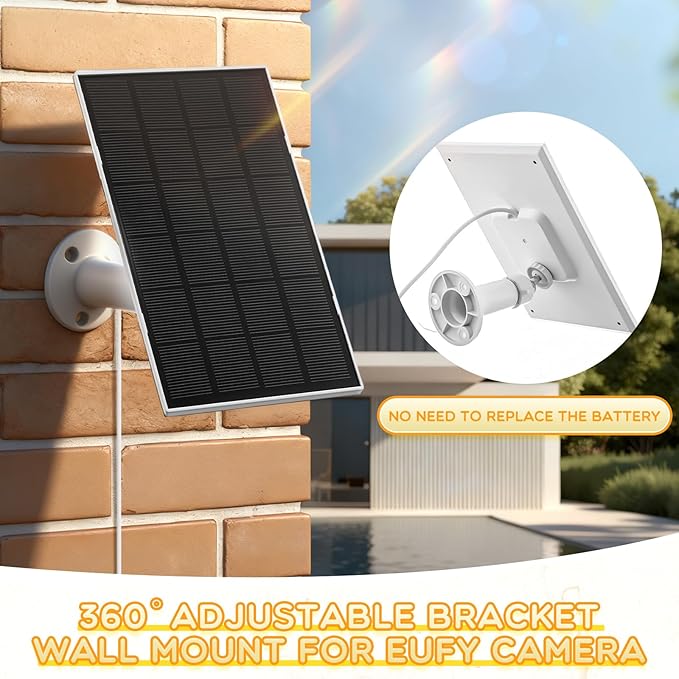 4 Pack 3w Solar Panel for Bird Feeder Camera Type-c Charger for Bird Feeder Outdoor Waterproof Solar Panel for Security Camera 360° Adjustable Safety Bracket Panels Charge Micro for Cameras