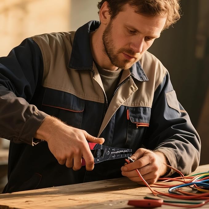 KATA Wire Cutter/Wire Stripper Tool, 8 Inch Dual NM Cable Stripper/Cutter Cuts Solid Copper Wire, Wire Stripping Crimper Plier Strips 12-14 AWG Solid Wire, 14-16 AWG Stranded Wire for Electricians