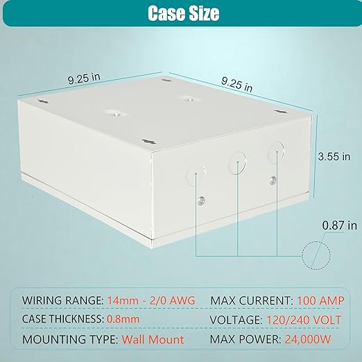 Automatic Transfer Switch, 100 Amp 3 Pole Auto Transfer Switch for Home Generator, 120/240-Volt 24,000W Stronger Stability, for Outdoor and Indoor with Ground, General 60HZ (100A-3P)