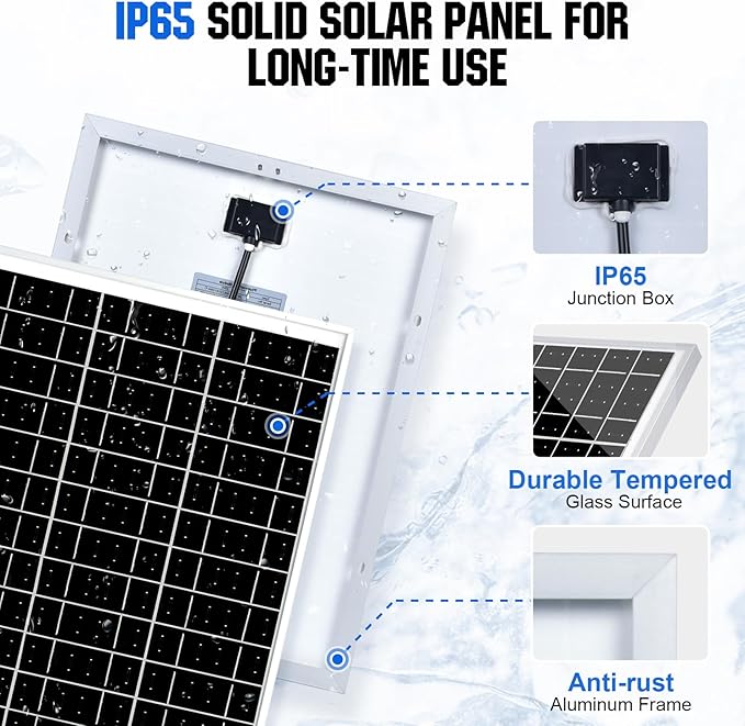 ECO-WORTHY 25 Watts 12V Off Grid Solar Battery Charger Kit: Waterproof Solar Panel + Adjustable Mount Bracket + SAE Connection Cable +10A Charge Controller for Car RV Marine Boat 12V Battery