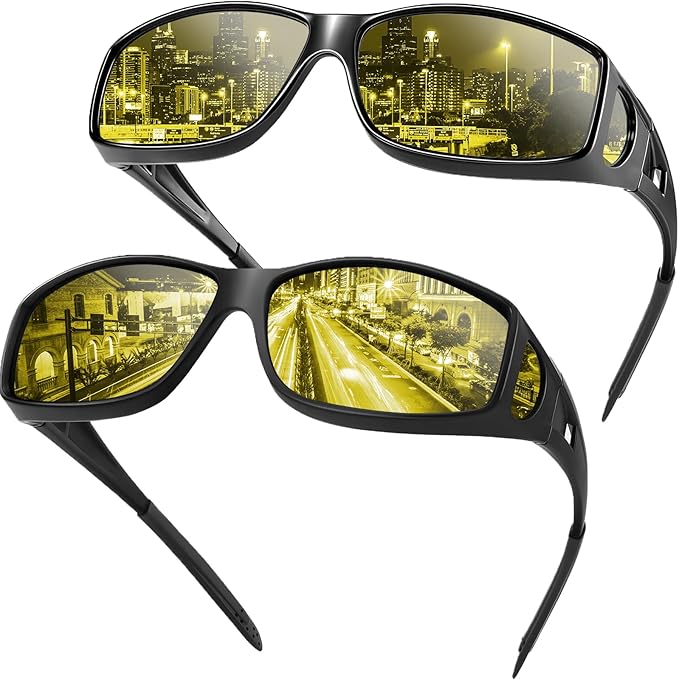 Night Driving Glasses Night Vision Glasses Fit Over Glasses Polarized Anti-Glare UV400 Gift for Men Women