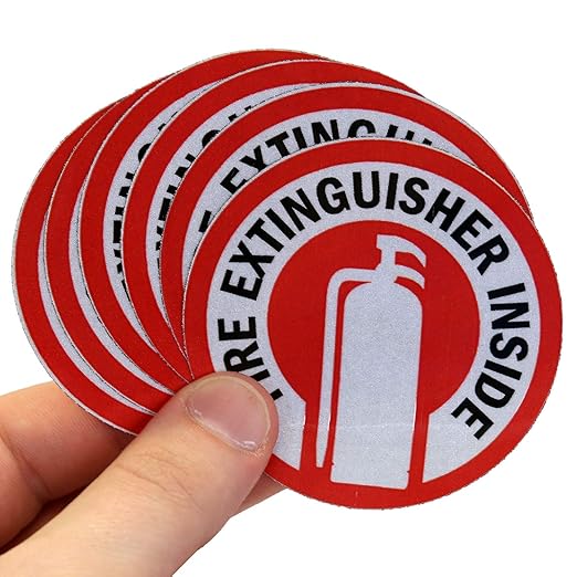 SmartSign Fire Extinguisher Inside Stickers | 2.75" x 2.75" Engineer Grade Reflective Labels with Aggressive Adhesive, Pack of 6