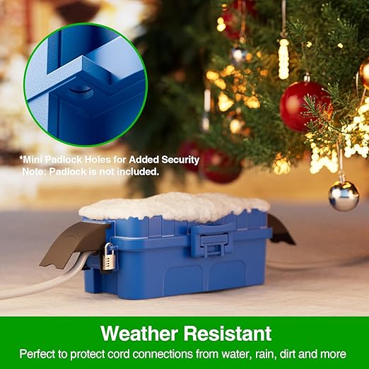 Flemoon IP55 Small Outdoor Electrical Box Waterproof (Inner 5.9 x 3.2 x 1.8inch), Extension Cord Cover with Detachable Awning Covers for Plug, Outlet, Holiday Lights, Blue