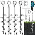 Ground Anchors Screw in, 18 Inch Ground Anchors Heavy Duty Metal Earth Auger Anchors Trampoline Stakes Kit High Wind for Swing Set Shed Rv Canopy Gazebo Mobile Home Tree Playground Dog, 4 Pack
