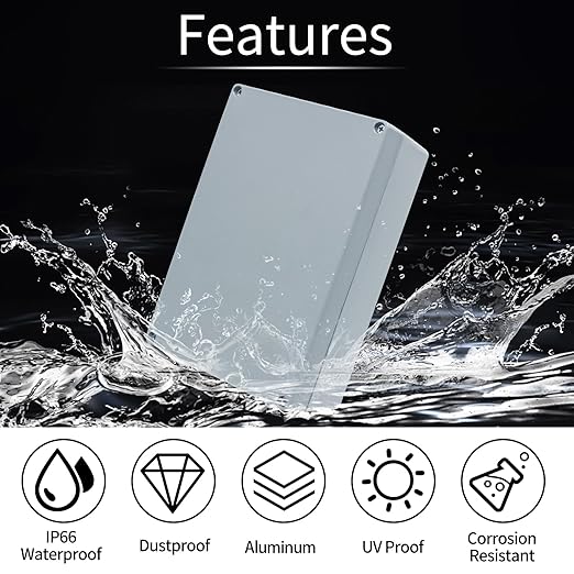 Metal Junction Box Aluminum Enclosure Project Box Outdoor Waterproof Junction Box IP66 Waterproof Dustproof Project Box, Outdoor Universal Enclosure Gray 8.6"x5.7"x3.1"