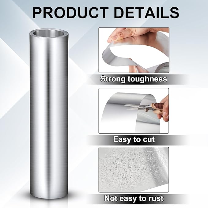 Therwen 2 Roll Aluminum Flashing Roll Metal Aluminum Roof Panels 0.2 mm Thickness Roof Flashing Strip for Sealing Windows Doors Siding Backyard Stains Moss and Mildew Prevention (14" x 10')