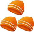 JenPen 3 Pcs Safety Beanie Reflective Hat Winter High Visibility Unisex Knit Beanie Hat Running Cap Headwear for Men Women