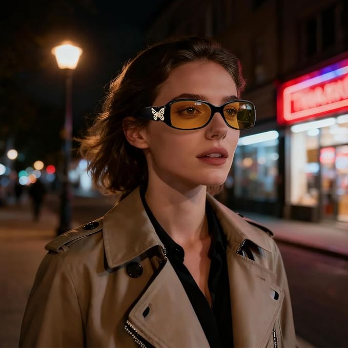 HAOLOTA Night Vision Driving Glasses Women Anti Glare Polarized, Wrap Around Nighttime Safety Glasses UV Protection