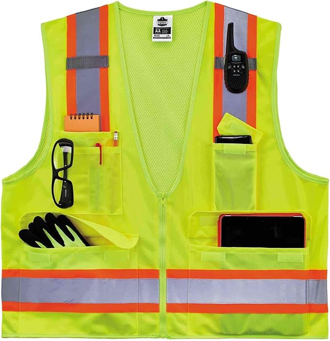 Ergodyne Unisex Two-tone Class 2 Two Tone Surveyors Vest, Lime, Small-Medium US