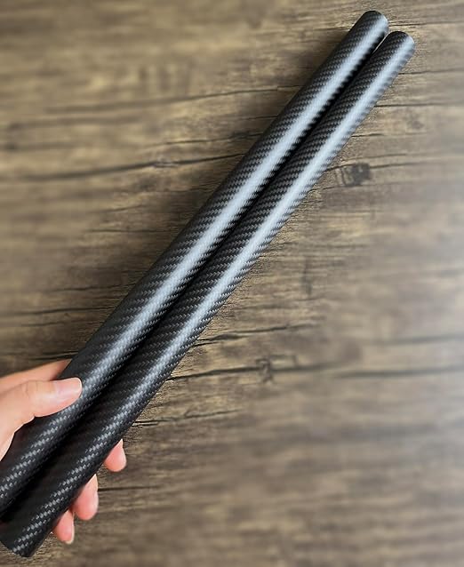 2pcs 30mm Carbon Fiber Tube 30mmx27mmx500mm,1.5MM Wall Thickness 500MM Length,3K roll Wrapped Twill Matte Finish