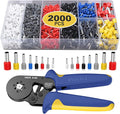 Preciva Ferrule Crimping Tool Kit with 2000PCS Wire Connectors, AWG23-7 Self-adjustable Ratchet Wire Crimping Tool Kit Crimper Plier Set (Blue)