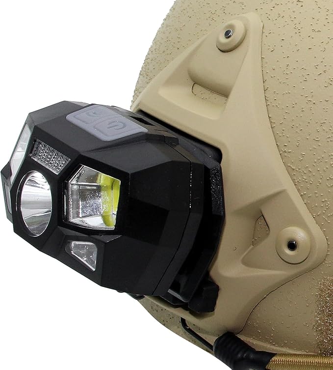 Tactical Helmet Light Flashlight,800 Lumen Ultra-Light Bright LED Rechargeable Helmet Light with White Red Light Waterproof Motion Sensor Head Lamp,5 Mode for Outdoor Camping Running Hiking