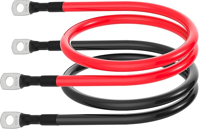 6 AWG Battery Cable 6AWG Gauge Battery Inverter Cables for Automotive Solar Marine Boat RV Car Motorcycle (6 AWG, 20in, 5/16")