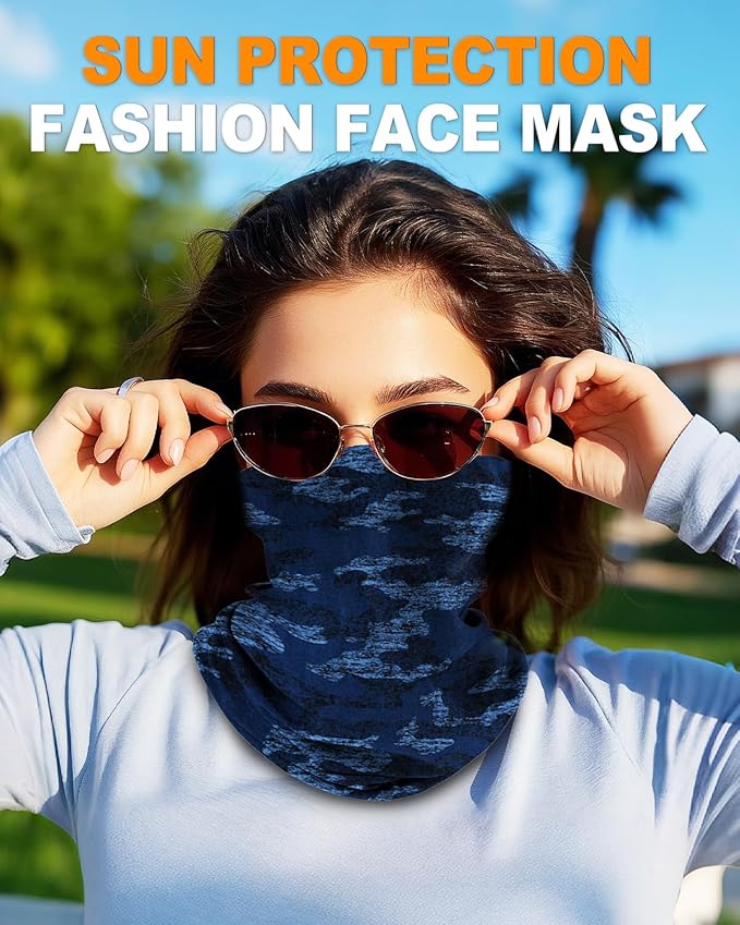 4Pack Neck Gaiter for Men Women Face Cover Mask Head Wrap Balaclava Headwear Bandana Headband Magic Scarf