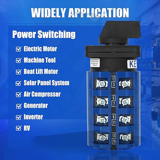 63A Rotary Change-Over Switch, 4NO 4 NC 2-Way 660V Universal Selector Switch, 3 Position 16 Terminals Cam Switch, CE SZW26-63/D404.4