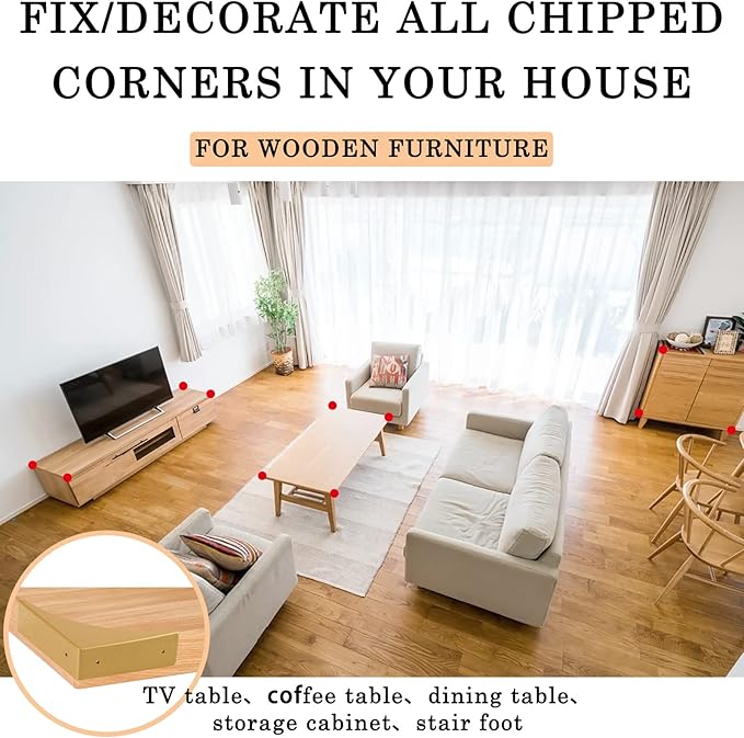 Gold Box Corner Protectors Metal for Furniture Decorative Table Corner Brackets 2.56'' Corner Cover Rustproof Zinc Alloy Desk Edge Corner Guard with Matching Nails (4Pcs)
