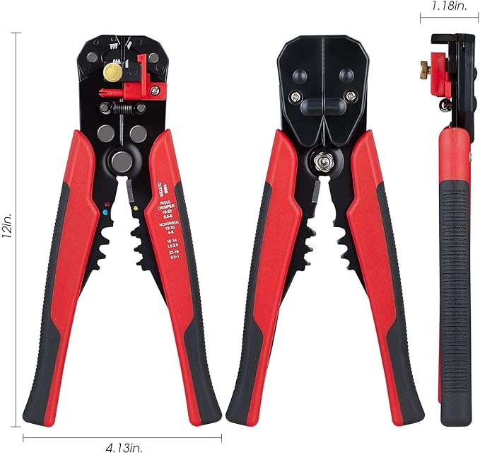 3 in 1 Self-Adjusting Wire Stripper Cutter, Wire Crimping Tool Wire Pliers for Wire Stripping, Cutting, Crimping 10-24 AWG (0.2-6.0mm²)