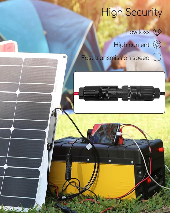 Upgraded 6-in-1 Solar Connector Kit for Portable Motors and Solar Panels/Motors, 100CM Universal Solar Adapter Connecting Harness with Female and Male Connectors, 2 Pc