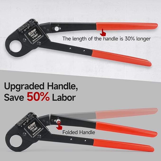 iCrimp Angle Head F1807 PEX Pipe Crimping Tool for Copper Rings - 1-inch Angle Single Crimper, Suitable for Tight Spaces