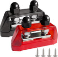 Ampper 5/16" Power Distribution Block Bus Bar 12V 200A, Dual Studs M8 Busbar Battery Junction Post Distribution Block for Car and More (W/Cover, Red and Black)