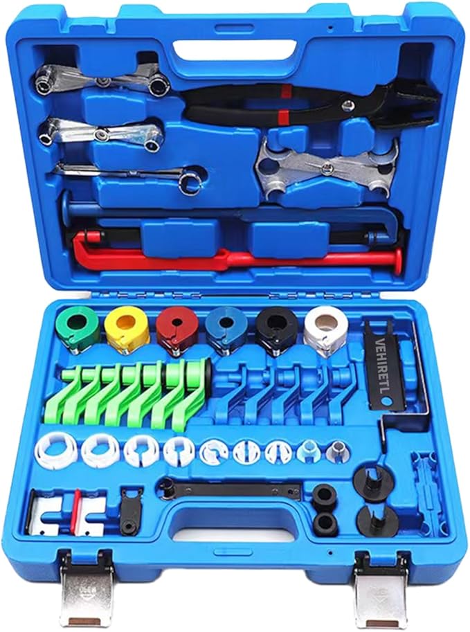 45pcs Master Quick Disconnect Tool Set Fuel Line Disconnect Tool Kit for Automotive A/C Fuel & Transmission Systems, Fuel Line Removal and Separator Tool Compatible with GM Ford Chrysler