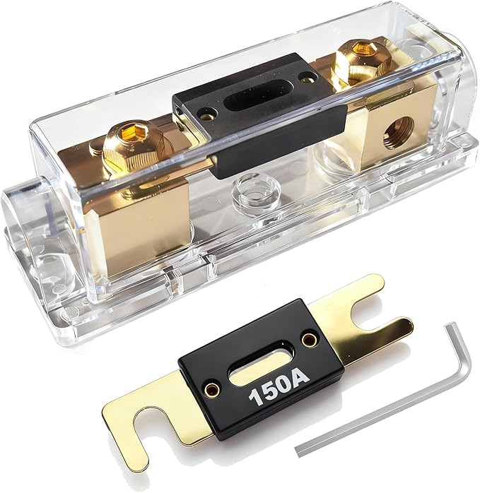 0/2/4 Gauge AWG Inline ANL Fuse Holder Dual Kit with 2 Pack 150 Amp Fuse