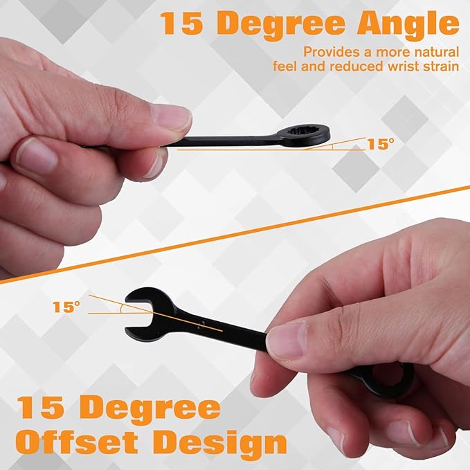 20PCS Mini Wrench Set Standard Metric and SAE 4mm-11mm & 5/32"-7/16" Open End and Box End Combination Wrench Set Super with Portable Pouch and Key Rings, Black Electrophoretic Coating