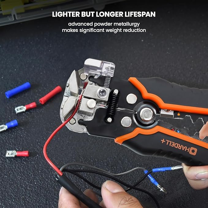 HARDELL+ Wire Stripper Tool, 3-in-1 Automatic Wire Stripper, Self Adjusting Wire Crimping For 10-24 AWG Cables, Electrical Wire Strippers Crimpers With 99PCS Accessory For Stripping, Clamping, Cutting
