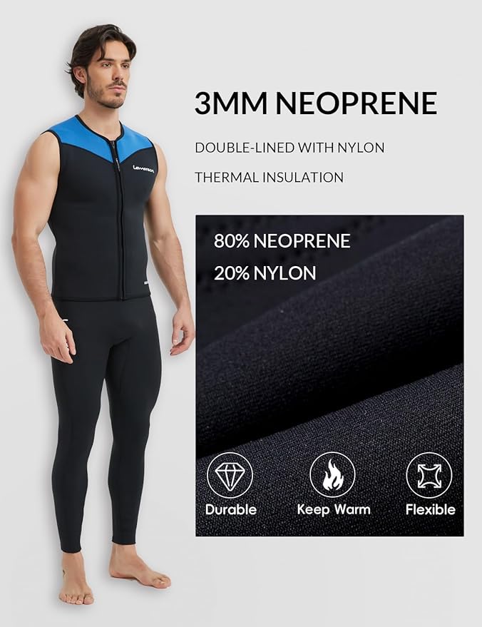Lemorecn Mens Wetsuit Top Premium Neoprene 3mm Zipper Wetsuit Vest