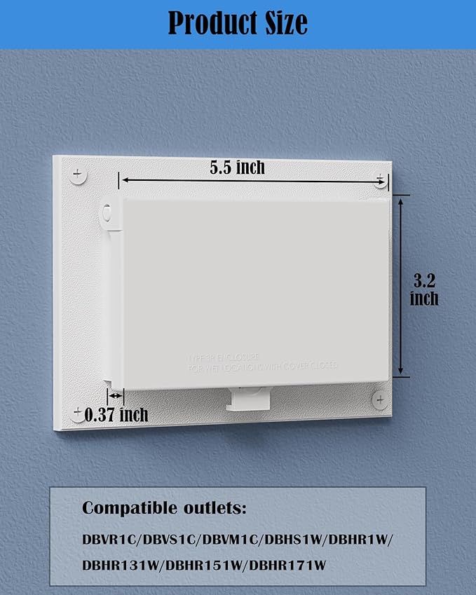 Type 3r Enclosure Cover, DBHW-1 Outdoor Outlet Cover for Wet Locations (Horizontal), Electrical Box Replacement Cover for DBHS1W/DBHR1W/DBHM1W/DBHR141W in Box Electrical Outlet Box - White(3-Pack)