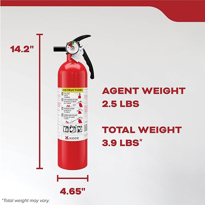 Kidde Fire Extinguisher for Home, 1-A:10-B:C, Dry Chemical Extinguisher, Red, Mounting Bracket Included, 4 Pack