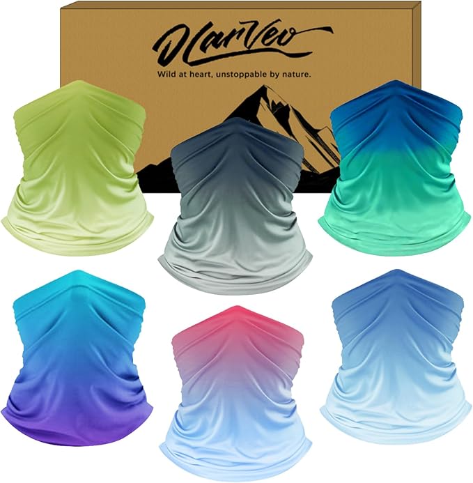UPF 50+ Sun Protection UV Cooling Neck Gaiter Face Mask Gradient Color Scarf Breathable Bandana for Men & Women