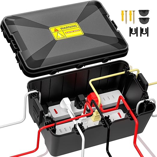 Large Outdoor Electrical Box Waterproof 12.8 x 8.2 x 5 in, IP54 Waterproof Extension Cord Cover Outlet Box, Weatherproof Connection Box for Electronics Outside, Power Strip, Light, Plug