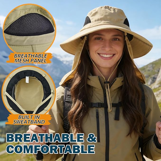 EINSKEY Wide Brim Sun Hat, UPF 50+ UV Protection Waterproof Packable Bucket Hat for Men & Women, Fishing Hiking Beach Garden