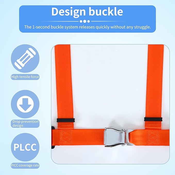 Yakitoko Universal 4 point Safety Harness Set 2inch Fits Go Kart,UTV,ATV,Racing Orange (FJKORANGE)