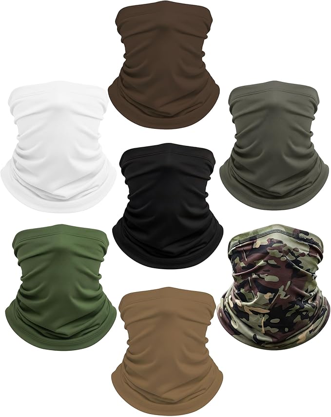 Xeoxarel Neck Gaiter, 7 Pack Cooling UV Protection, Bandana Face Mask Scarf for Men and Women