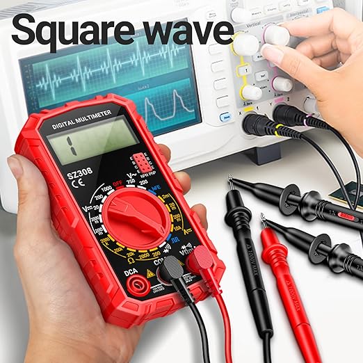 ANENG Multimeter,SZ308 DC AC Volt Meter,Ohm Digital Multimeter Tester,Measures Voltage,Current,Resistance,Continuity,Diodes, Electrical Tester for Househould Tools,Automotive Battery Test(Red)