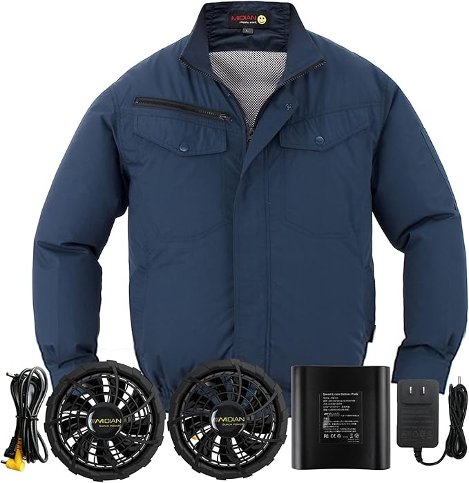 MIDIAN Cooling Jacket with Battery Pack Workwear with Fan Set for Hot Summer Outdoor & Industrial Use