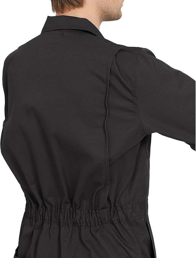 Ubon Long Sleeve Coveralls for Men, Zip Front Cotton Twill Work Coverall, Action Back Jumpsuit with Pockets