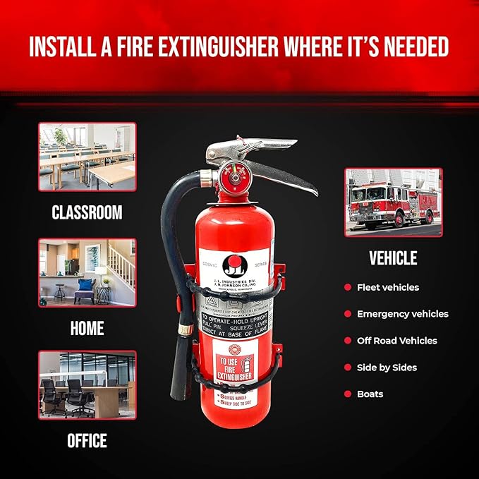 Fire Extinguisher Mounting Bracket Heavy Duty Fire Extinguisher Wall Mount Bracket for 2.5 lb & 5 lb Fire Extinguishers - Mount in Your Car or Off-Road Vehicle - Fits Most Popular Brands (Pack of 4)