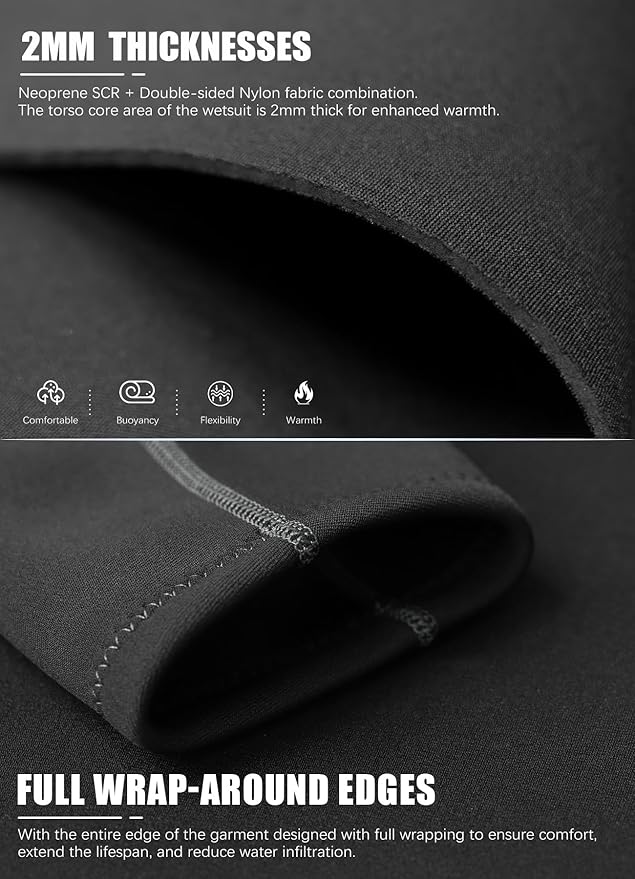Hevto Men Wetsuit Tops and Vest 3/2mm Neoprene Jacket Surfing Swimming Front Zip Wet Suit for Water Sports