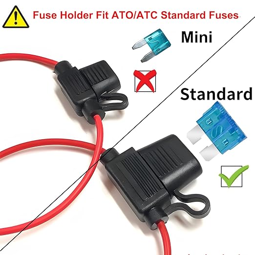 MuHize Inline Fuse Holder 12V - Upgraded 16 Gauge Automotive ATC/ATO Standard Fuse Holders with 15 AMP Standard Blade Fuses(10 Pack)
