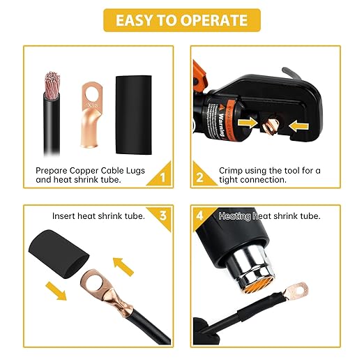 Sanuke 10pcs 4 Gauge - 3/8 (M10) Wire Connectors, 4 AWG Ring Terminal, Marine Battery Cable Ends, Heavy Duty Copper Lugs with 3:1 Dual Wall Adhesive Heat Shrink Tubing(UL Listed)