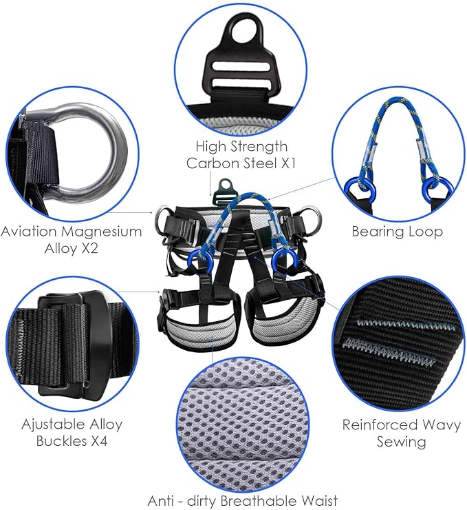 Climbing belts, Thicken Professional Large Size Safety Seat Belts for Tree Climbing, Rescuing Work, Rappelling
