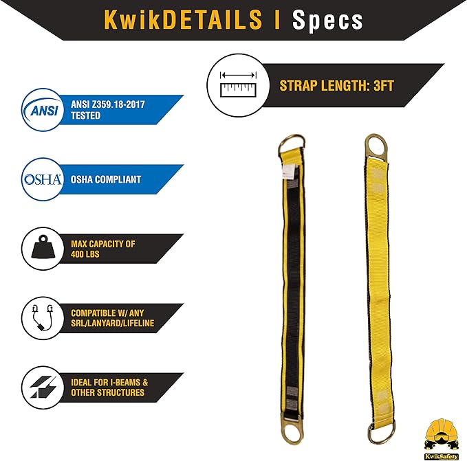 KwikSafety - Charlotte, NC - Python [KIT] Safety Lanyard + Safety Harness & Anchor/OSHA ANSI Fall Protection External Shock Absorber Construction Arborist Roofing Snap Rebar Hook Connector