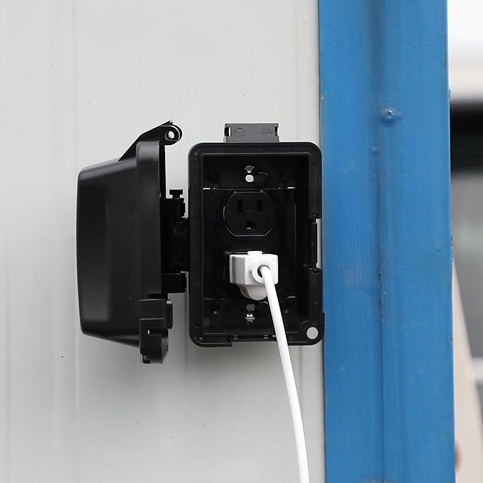 Bates- Outdoor Outlet Cover Weatherproof, Black 1-Gang Outdoor Electrical Outlet Cover Box with Mounting Hardware, Horizontal/Vertical Use