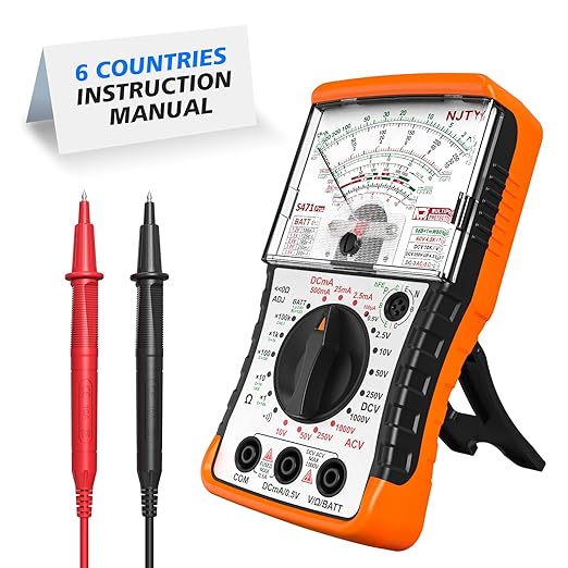 S471 Analog Pointer Multimeter, High Sensitivity Needle Meter for DC/AC Voltage Current Resistance Testing, Portable Battery and Load Tester with Built-in Fuses